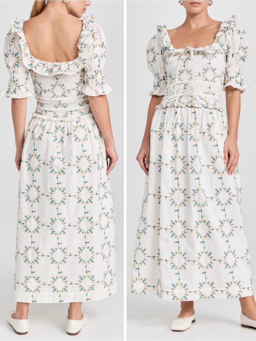 DAMSON MADDER Heidi Embroidered Midi Maxi Dress‎